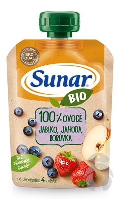 Sunar BIO Kapsička jablko, jahoda, čučoriedka 100g