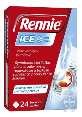 RENNIE ICE bez cukru 24 žuvacích tabliet