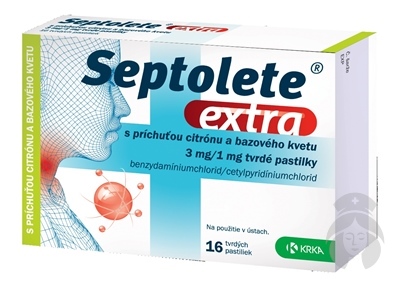 SEPTOLETE EXTRA citrón a bazový kvet 16 pastiliek