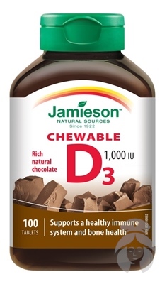 Jamieson Vitamín D3 1000 IU 100 tabliet s príchuťou čokolády