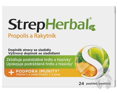 STREPHERBAL PROPOLIS A RAKYTNIK PASTILKY 24KS