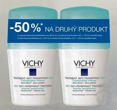 VICHY Antiperspirant 48H proti nadmernému poteniu 2x50ml