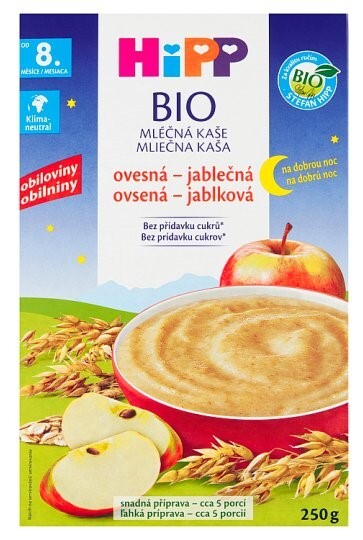 HIPP BIO Dobrú noc Ovseno-jablková - mliečna kaša 250 g