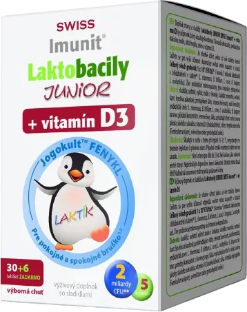 SWISS IMUNIT Laktobacily junior + vitamín D3 30+6 tabliet