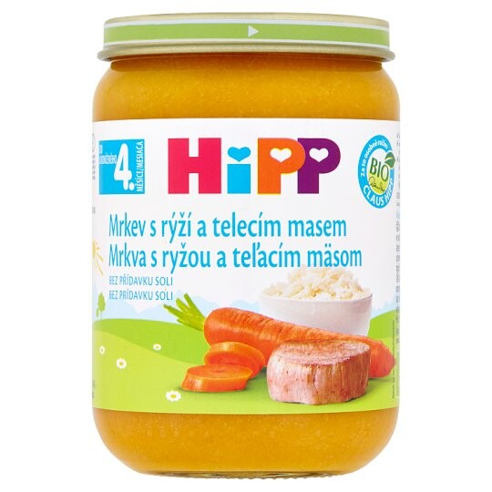 HiPP Príkrm BIO Mrkva s kukuricou a teľacím mäsom 190g