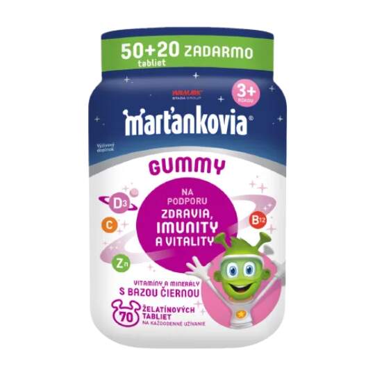 WALMARK Marťankovia Gummy Vitamíny s Bazou čiernou želé 50 + 20 zadarmo