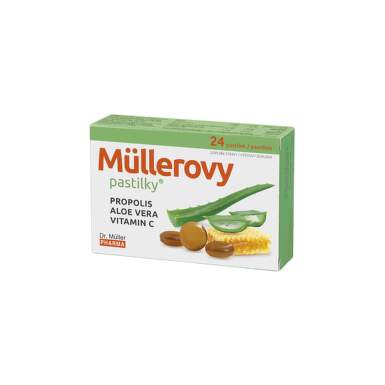 MÜLLEROVE PASTILKY Propolis, aloe vera Vitamín C 24 ks